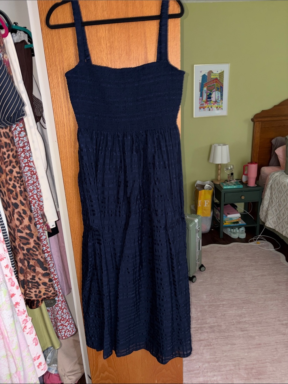 Hill House Nap Dress Navy Smocked Square-Neck Midi Dress